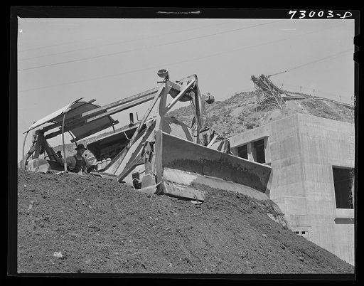 Untitled photo, possibly related to: Shasta Dam, Shasta County, California. Bulldozer