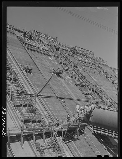 Shasta Dam, Shasta County, California. Face of the dam under construction
