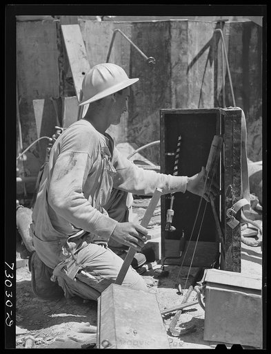 Shasta Dam, Shasta County, California. Carpenter who works at the dam