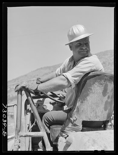Untitled photo, possibly related to: Shasta Dam, Shasta County, California. Dump truck