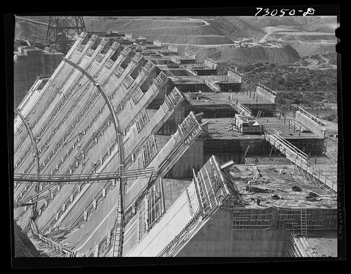 Shasta Dam, Shasta County, California. The dam under construction