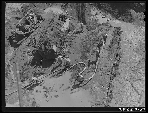Shasta Dam, Shasta County, California. Hydraulic excavation work