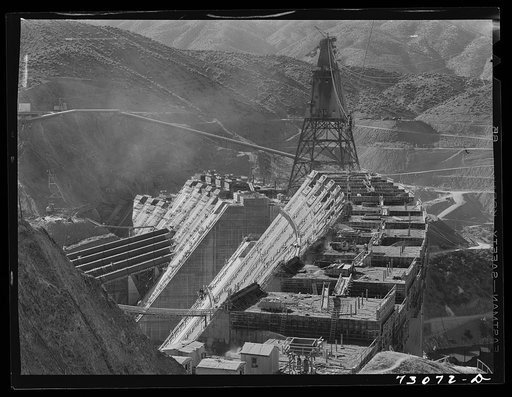 Shasta Dam, Shasta County, California. The dam under construction