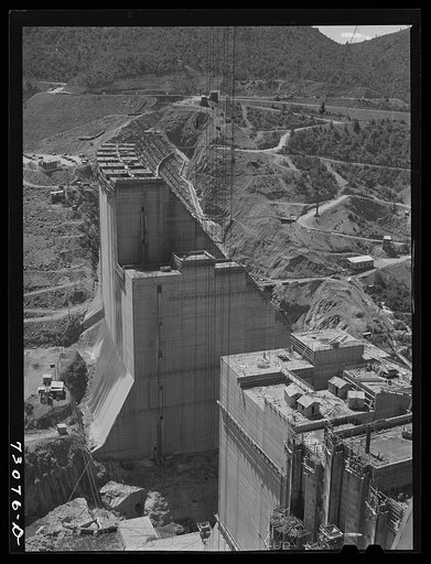 Shasta Dam, Shasta County, California. The dam under construction