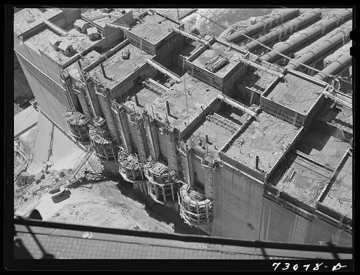 Shasta Dam, Shasta County, California. View of construction work