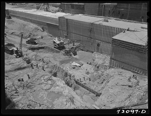 Shasta Dam, Shasta County, California. Excavation work at the dam