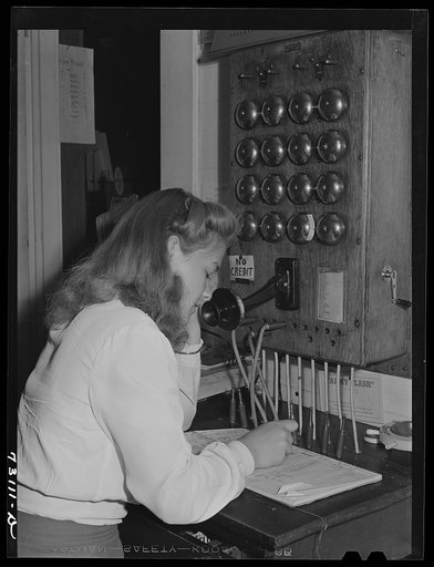 Oakridge, Oregon. Town telephone switchboard. Population of the town is 520