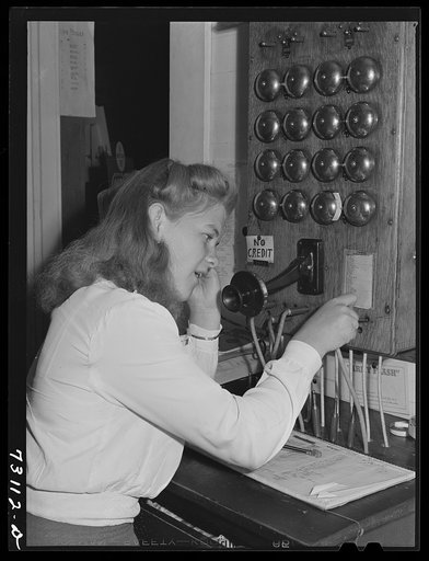 Oakridge, Oregon. Town telephone switchboard. Population of the town is 520
