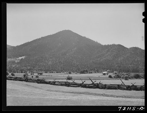 Untitled photo, possibly related to: Jackson County, Oregon. Mountain meadows and farm land