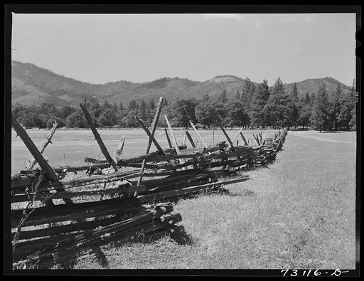Jackson County, Oregon. Rail fence in mountain meadows