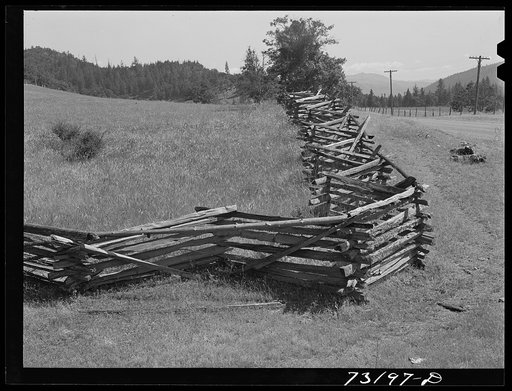 Jackson County, Oregon. Rail fence in mountain valley