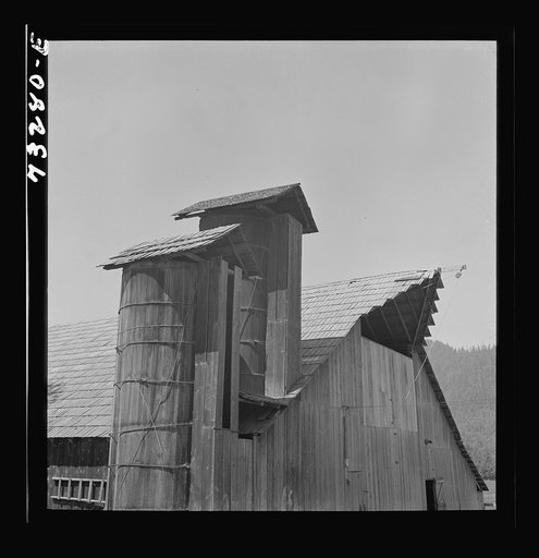 Jackson County, Oregon. Detail of barn and silo