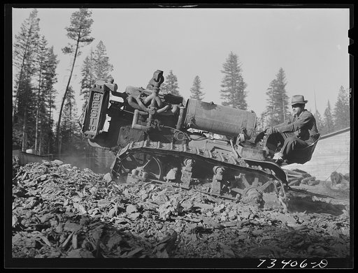 Grant County, Oregon. Malheur National Forest. Caterpillar tractor used in lumbering