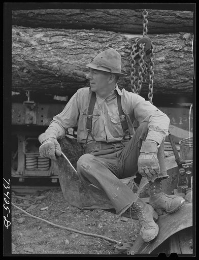 Untitled photo, possibly related to: Grant County, Oregon. Malheur National Forest. Lumberjack