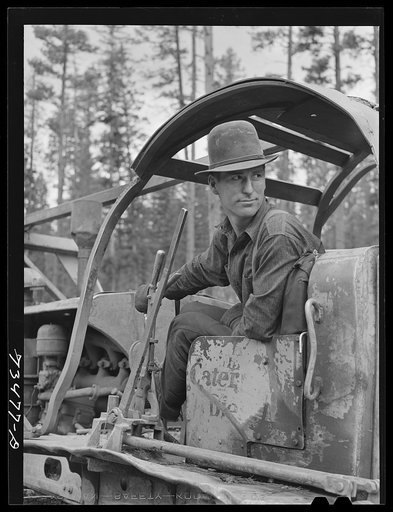 Grant County, Oregon. Malheur National Forest. Caterpillar tractor operator