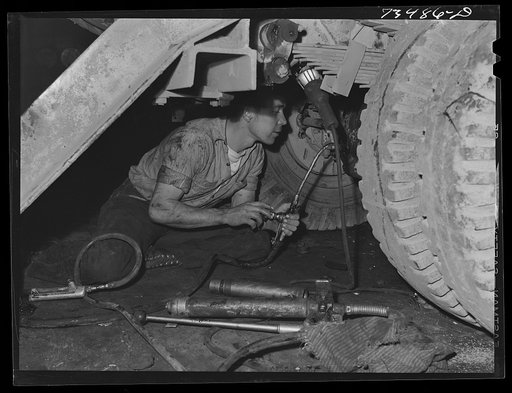 Grant County, Oregon. Malheur National Forest. Greasing truck used in logging operations