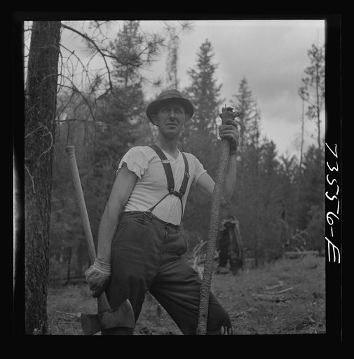 Untitled photo, possibly related to: Grant County, Oregon. Malheur National Forest. Lumberjack
