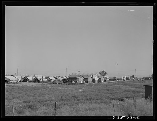 Nyssa, Oregon. FSA (Farm Security Administration) mobile camp now inhabited by Japanese-Americans who volunteered to do farm work. The U.S. Employment Service and the local sugar beet companies made agreements as to wages, working conditions, transportation, recreational facilities and medical care