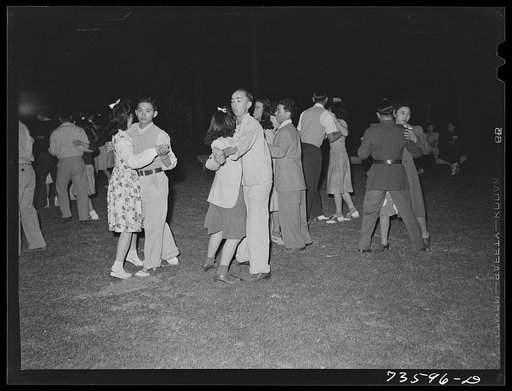 Nyssa, Oregon. Japanese-Americans who were evacuated from a coastal area and who now live at the FSA (Farm Security Administration) camp attending a dance given by a local Japanese farmer. There are some Japanese-Americans who are permanent residents of this section of Oregon; they were not subject 