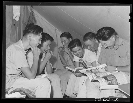 Untitled photo, possibly related to: Nyssa, Oregon. FSA (Farm Security Administration) mobile camp. Japanese-Americans who live at the camp