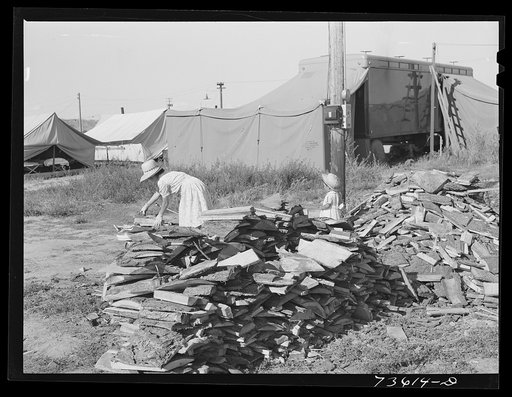 Nyssa, Oregon. FSA (Farm Security Administration) mobile camp. Woodpile at the camp for Japanese-Americans