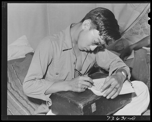 Nyssa, Oregon. FSA (Farm Security Administration) mobile camp. Japanese-American boy who lives at camp