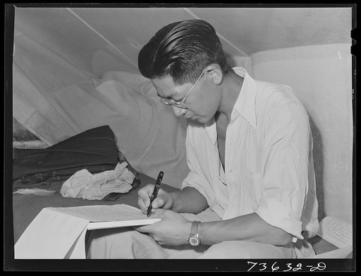 Nyssa, Oregon. FSA (Farm Security Administration) mobile camp. Japanese-American boy who lives at camp