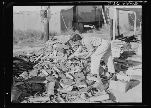 Untitled photo, possibly related to: Nyssa Oregon. FSA (Farm Security Administration) mobile camp. Woodpile at the camp for Japanese-Americans