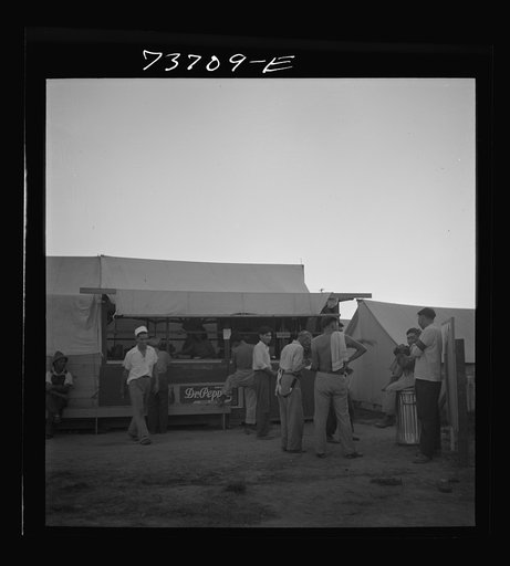 Untitled photo, possibly related to: Nyssa, Oregon. FSA (Farm Security Administration) mobile camp. Canteen for soda pop, candy, ice cream at the camp, now inhabited by Japanese-Americans