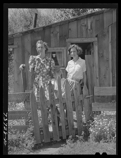 Untitled photo, possibly related to: Ola, Idaho. FSA (Farm Security Administration) Ola self-help cooperative. Wives of some of the members with a daughter of one