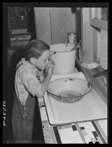 Untitled photo, possibly related to: Ola, Idaho. FSA (Farm Security Administration) Ola self-help cooperative. Son of a member. The members are slowly but continually improving their houses