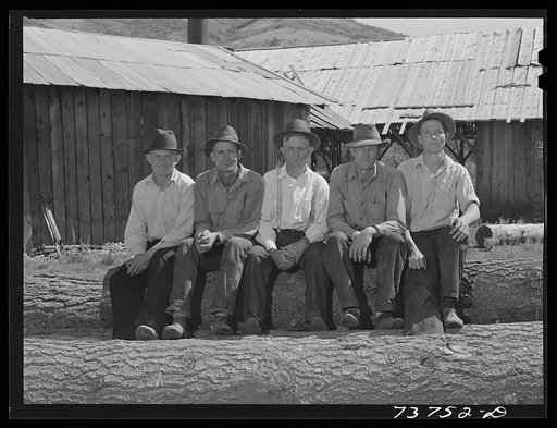 Ola, Idaho. FSA (Farm Security Administration) Ola self-help cooperative. Five of the twenty- three members. Some of the members are in the armed services and others are working in war factories and others are helping neighbors who are haying. One member of the cooperative said, "Used to, we never h