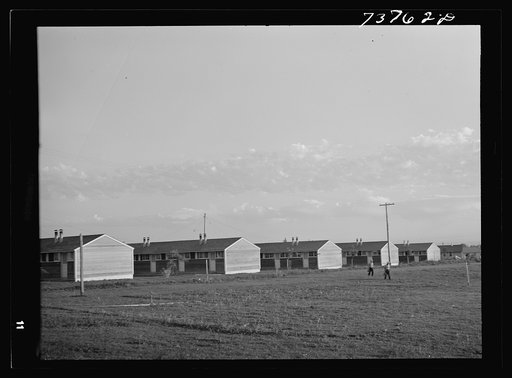 Untitled photo, possibly related to: Twin Falls, Idaho. FSA (Farm Security Administration) farm workers' camp. Row shelters in which the Japanese live