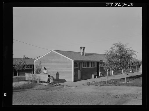 Twin Falls, Idaho. FSA (Farm Security Administration) farm workers' camp. Row shelters in which the Japanese live