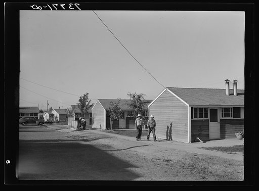 Twin Falls, Idaho. FSA (Farm Security Administration) farm workers' camp. Row shelters in which the Japanese live