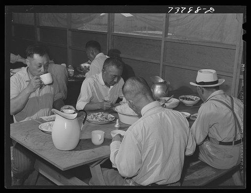 Shelley, Idaho. FSA (Farm Security Administration) mobile camp. Japanese eat in central mess hall