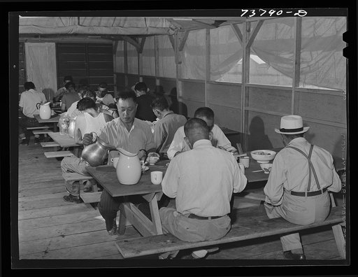 Shelley, Idaho. FSA (Farm Security Administration) mobile camp. Japanese eat in central mess hall