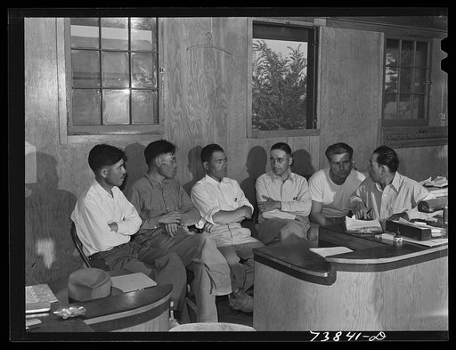 Rupert, Idaho. Former CCC (Civilian Conservation Corps) camp now under FSA (Farm Security Administration) management. The camp council meeting with the camp manager