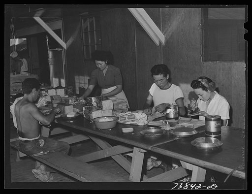 Rupert, Idaho. Former CCC (Civilian Conservation Corps) camp now under FSA (Farm Security Administration) management. Preparing lunches for the Japanese-American farm workers who live at the camp