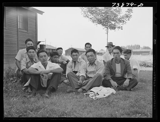 Untitled photo, possibly related to: Rupert, Idaho. Former CCC (Civilian Conservation Corps) camp now under FSA (Farm Security Administration) management. Japanese-American farm workers