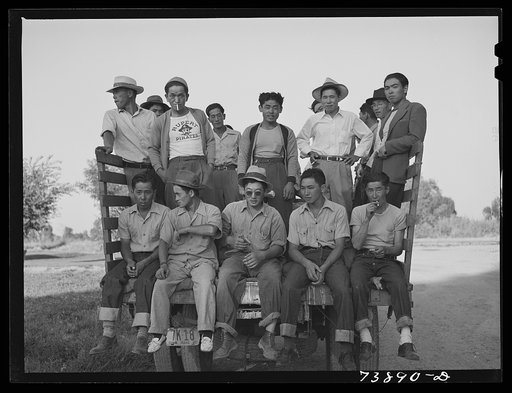 Rupert, Idaho. Former CCC (Civilian Conservation Corps) camp now under FSA (Farm Security Administration) management. Japanese-Americans leaving camp for a visit to town