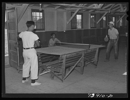 Rupert, Idaho. Former CCC (Civilian Conservation Corps) camp now under FSA (Farm Security Administration) management. The Japanese-American farm workers playing ping- pong