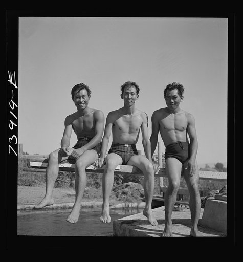 Rupert, Idaho. Former CCC (Civilian Conservation Corps) camp now under FSA (Farm Security Administration) management. Japanese-American farm workers swimming