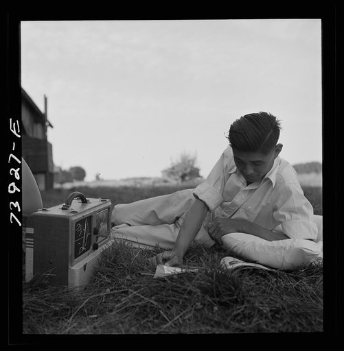 Untitled photo, possibly related to: Rupert, Idaho. Former CCC (Civilian Conservation Corps) camp now under the FSA (Farm Security Administration) management. A Japanese-American farm worker