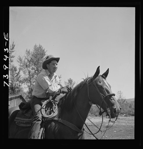 Untitled photo, possibly related to: Ola, Idaho. Cowboy who cares for beef cattle of members of the Ola self-help cooperative