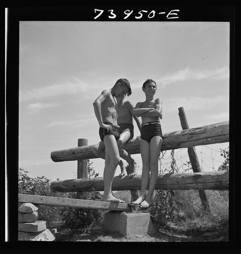 Untitled photo, possibly related to: Rupert, Idaho. Schoolboys in swimming