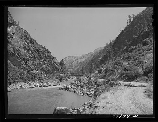 The road follows the Salmon River. Lemhi County, Idaho