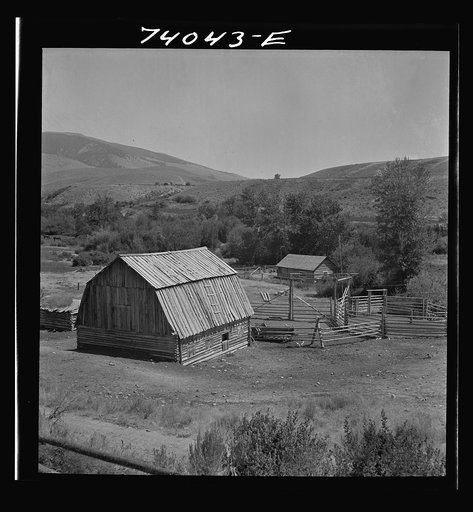 Lemhi County, Idaho. Barn and corrals of a cattle ranch