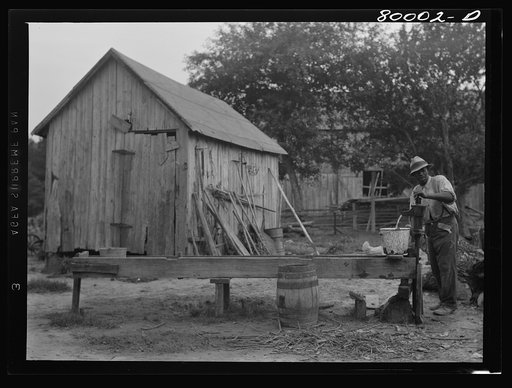 A shallow well in a barn lot is dangerous. Safe well demonstration near La Plata, Maryland. Charles County