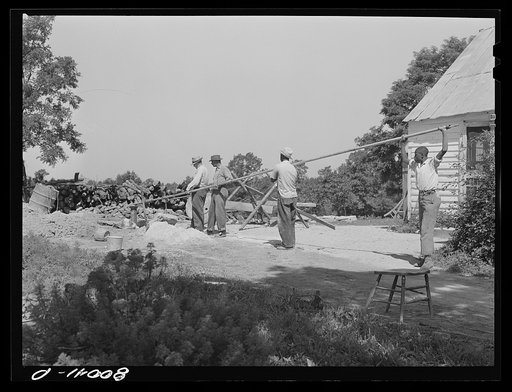 Drop pipe ready to drop in casing. John Fredrick well project, Saint Mary's County, Maryland
